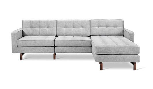 Gus* Modern JANE 2 Bayview Silver bi-sectional sofa with Walnut base