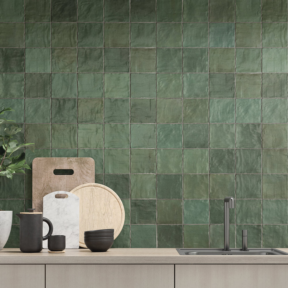 SAHN Aqua 4 x 4 zellige style matte tile