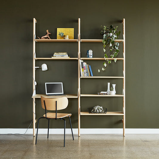 Gus* Modern BRANCH-2 Black Ash shelving unit with desk