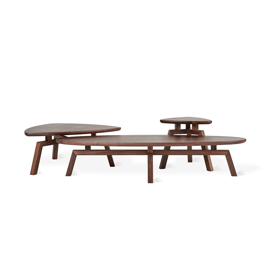 Gus* Modern SOLANA Natural Walnut triangular coffee table