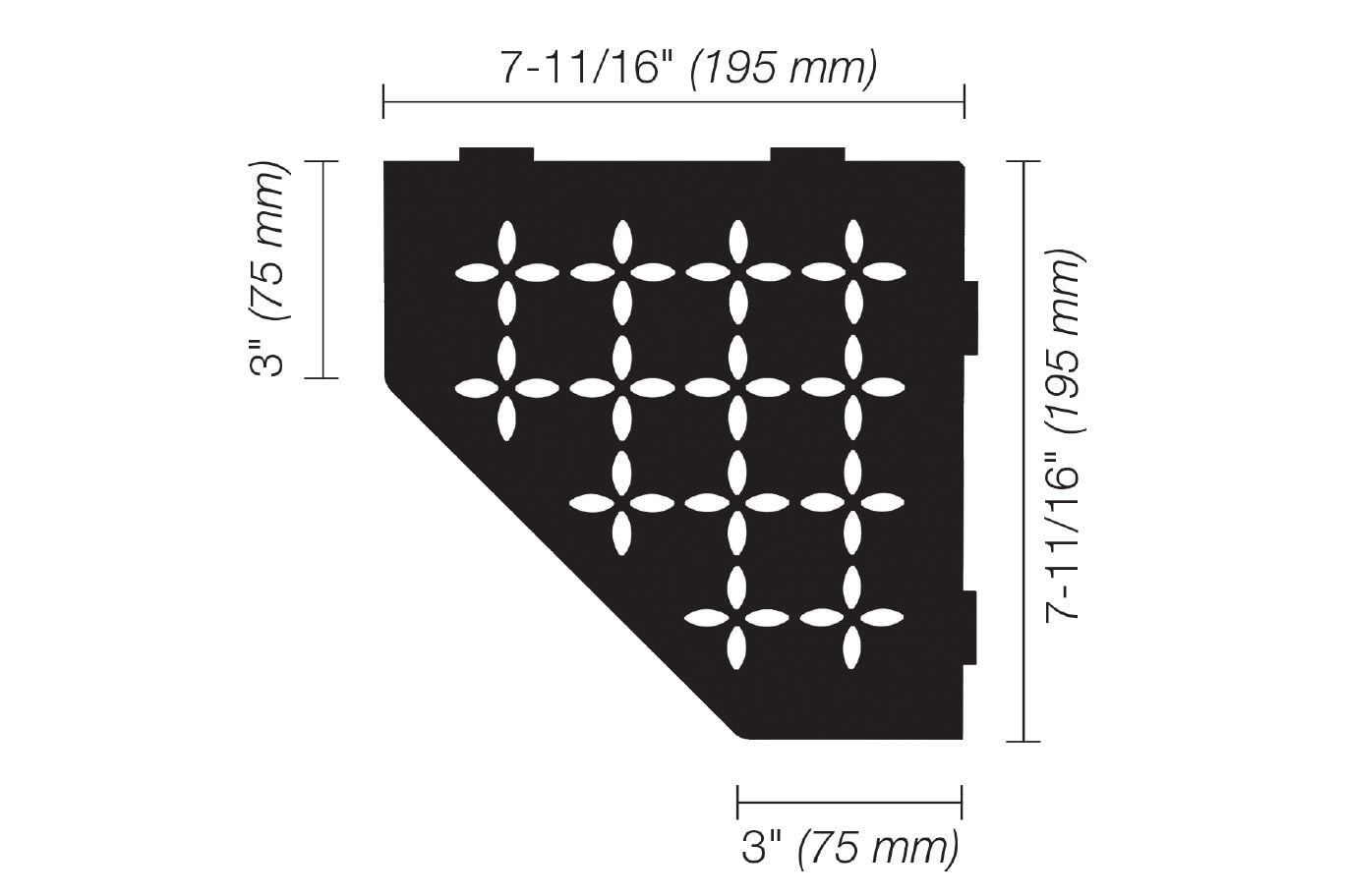 Schluter® FLORAL Matte Black SHELF-E pentagonal shelf