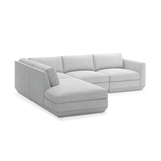 Gus* Modern PODIUM 4PC Lounge Sectional A | Left - Bayview Silver