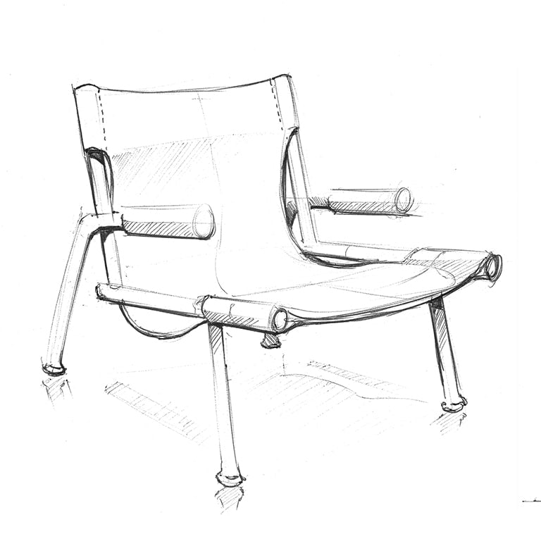 Gus* Modern WYATT sorrel havana leather sling chair * FLOOR MODEL SALE *