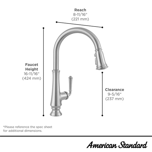 American Standard DELANCEY Brushed Cool Sunrise pull-down kitchen faucet
