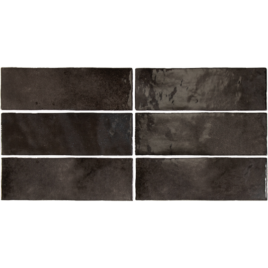 ARTISAN Graphite 2.5 x 8 glossy zellige style wall tile