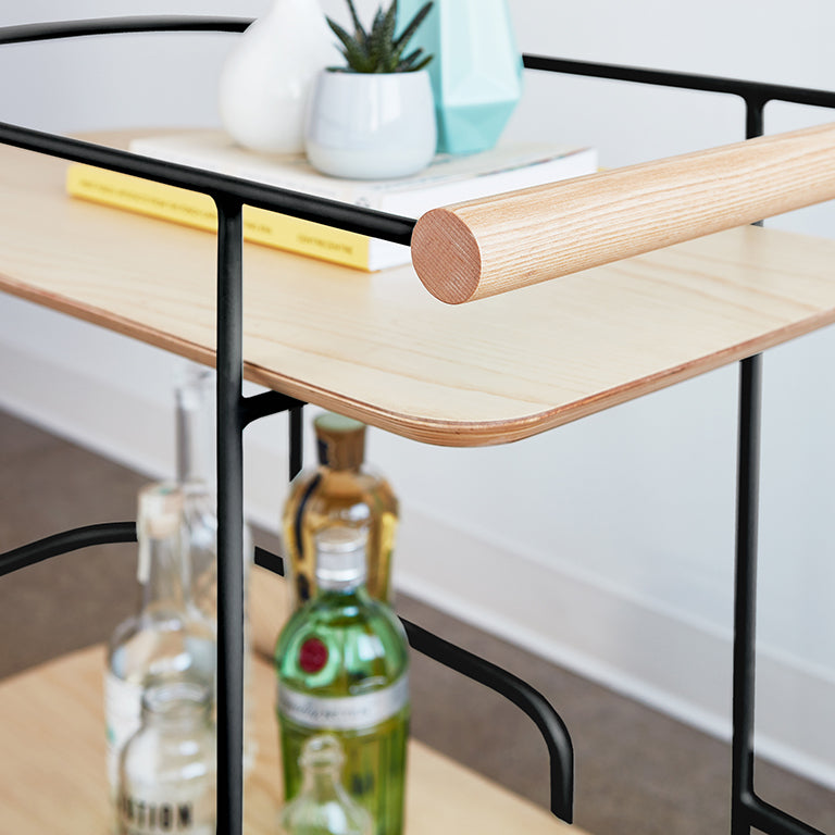 Gus* Modern ARCADE Blonde Ash bar cart