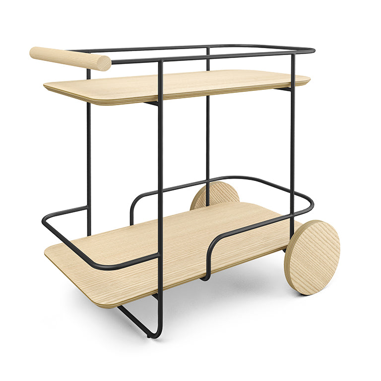 Gus* Modern ARCADE Blonde Ash bar cart