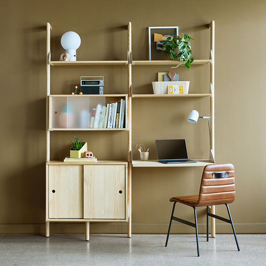 Gus* Modern BRANCH-2 Blonde Ash with White multi storage unit with desk