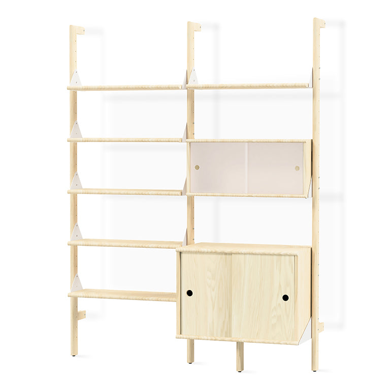 Gus* Modern BRANCH-2 Blonde Ash with White multi storage unit with shelves