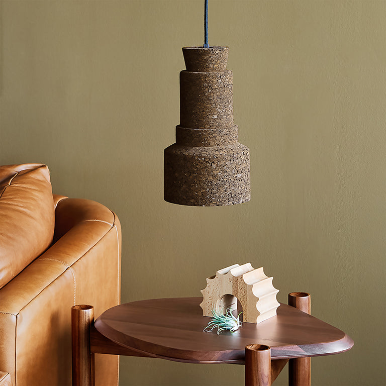 Gus* Modern BUOY Cork Carbonized small pendant lamp