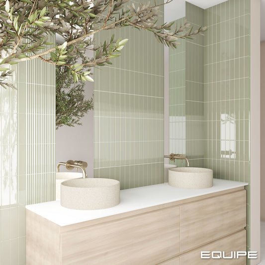 COSTA NOVA ONDA Tansy Green 2 x 8 glossy wall tile