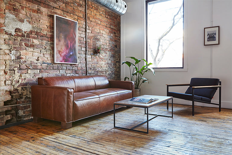 Gus* Modern CABOT Saddle Brown Leather sofa