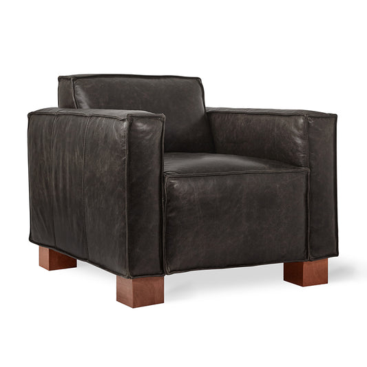 Gus* Modern CABOT Saddle Black leather chair