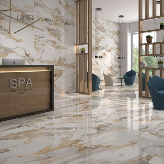 CRASH Beige marble style 24 x 24 glossy wall / floor tile