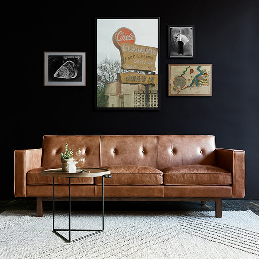 Gus* Modern EMBASSY Saddle Brown Leather sofa