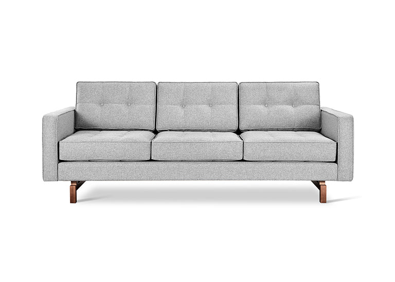 Gus* Modern JANE 2 Bayview Silver sofa with Walnut base
