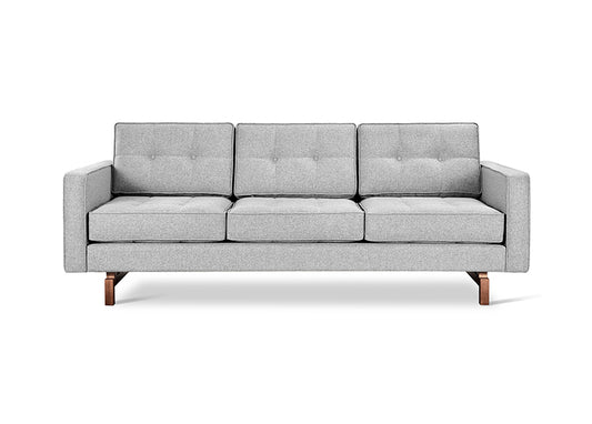 Gus* Modern JANE 2 Bayview Silver sofa with Walnut base