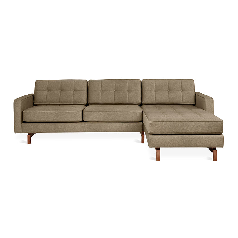 Gus* Modern JANE 2 Merino Mocha bi-sectional with Walnut base