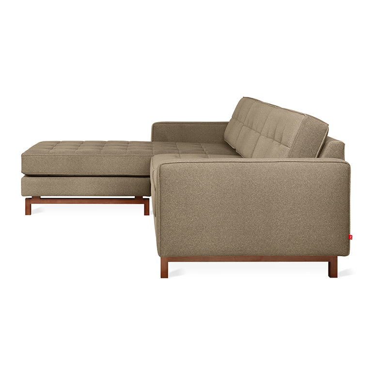 Gus* Modern JANE 2 Merino Mocha bi-sectional with Walnut base