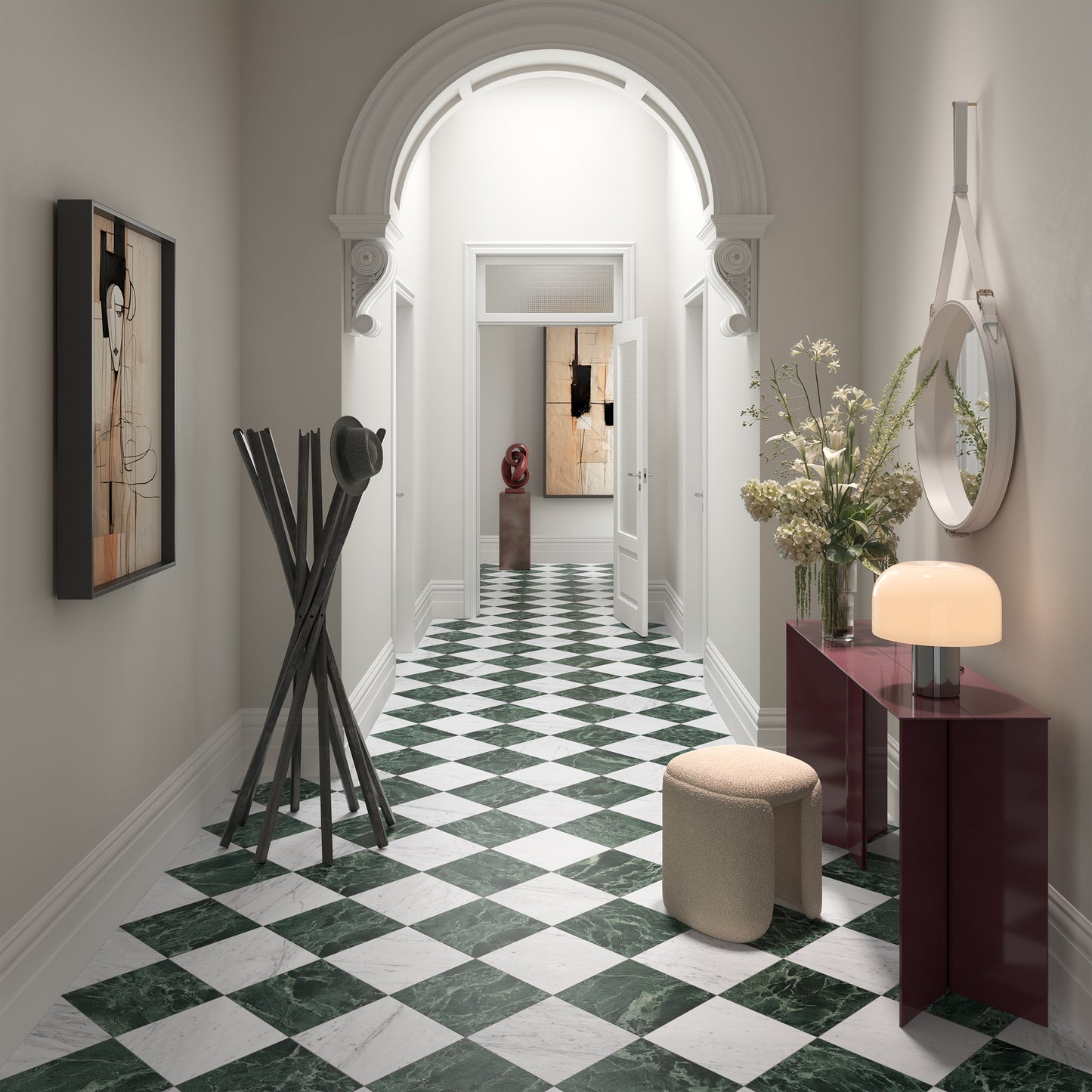 MAJESTIC Bianco Barga 12 x 12 marble style matte wall / floor tile
