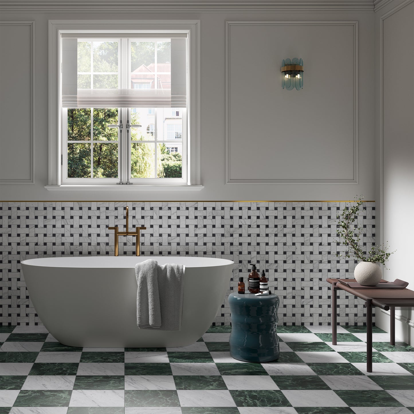 MAJESTIC Bianco Barga 12 x 12 marble style matte wall / floor tile