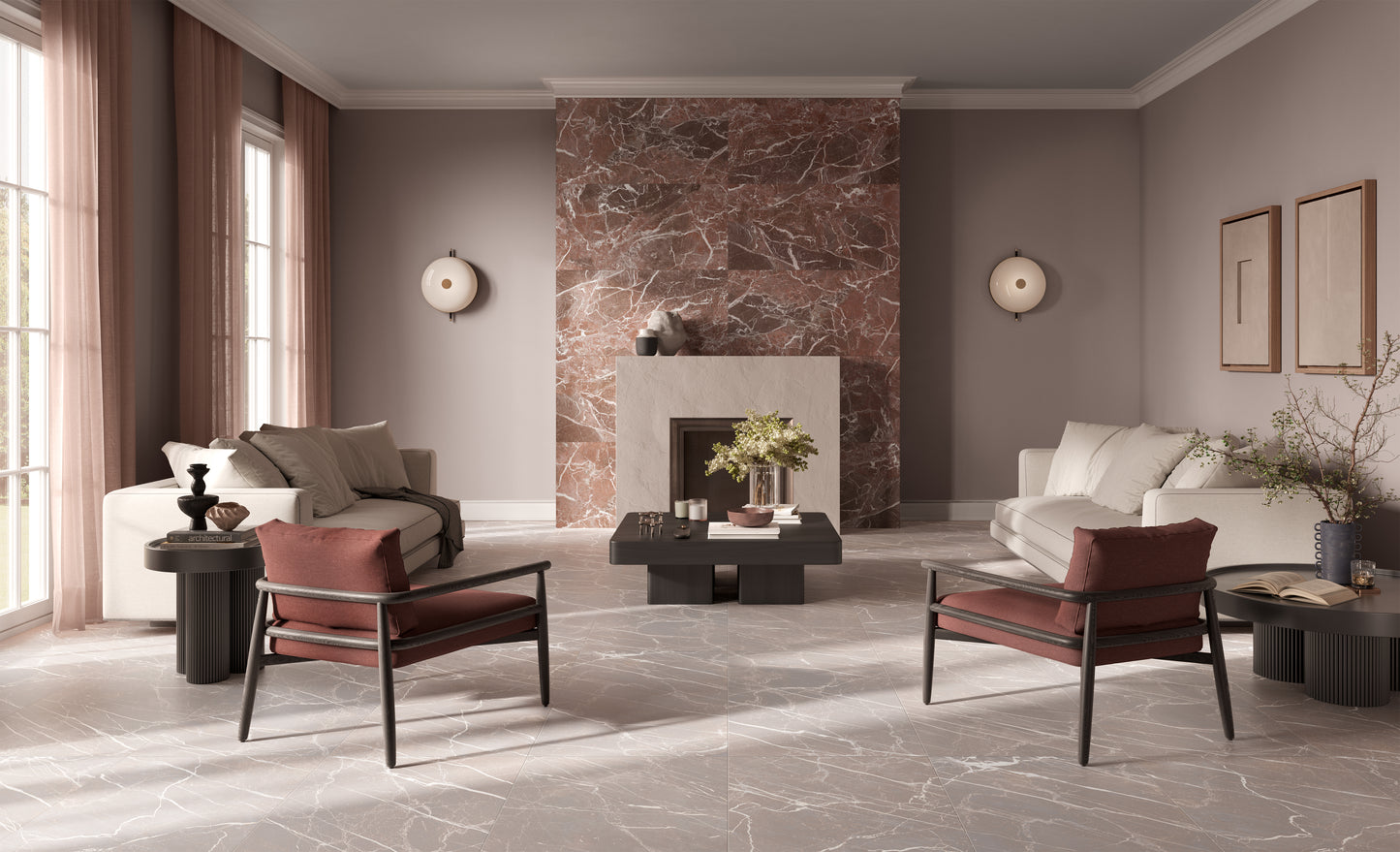 MAJESTIC Cenere Murcia 12 x 12 marble style matte wall / floor tile