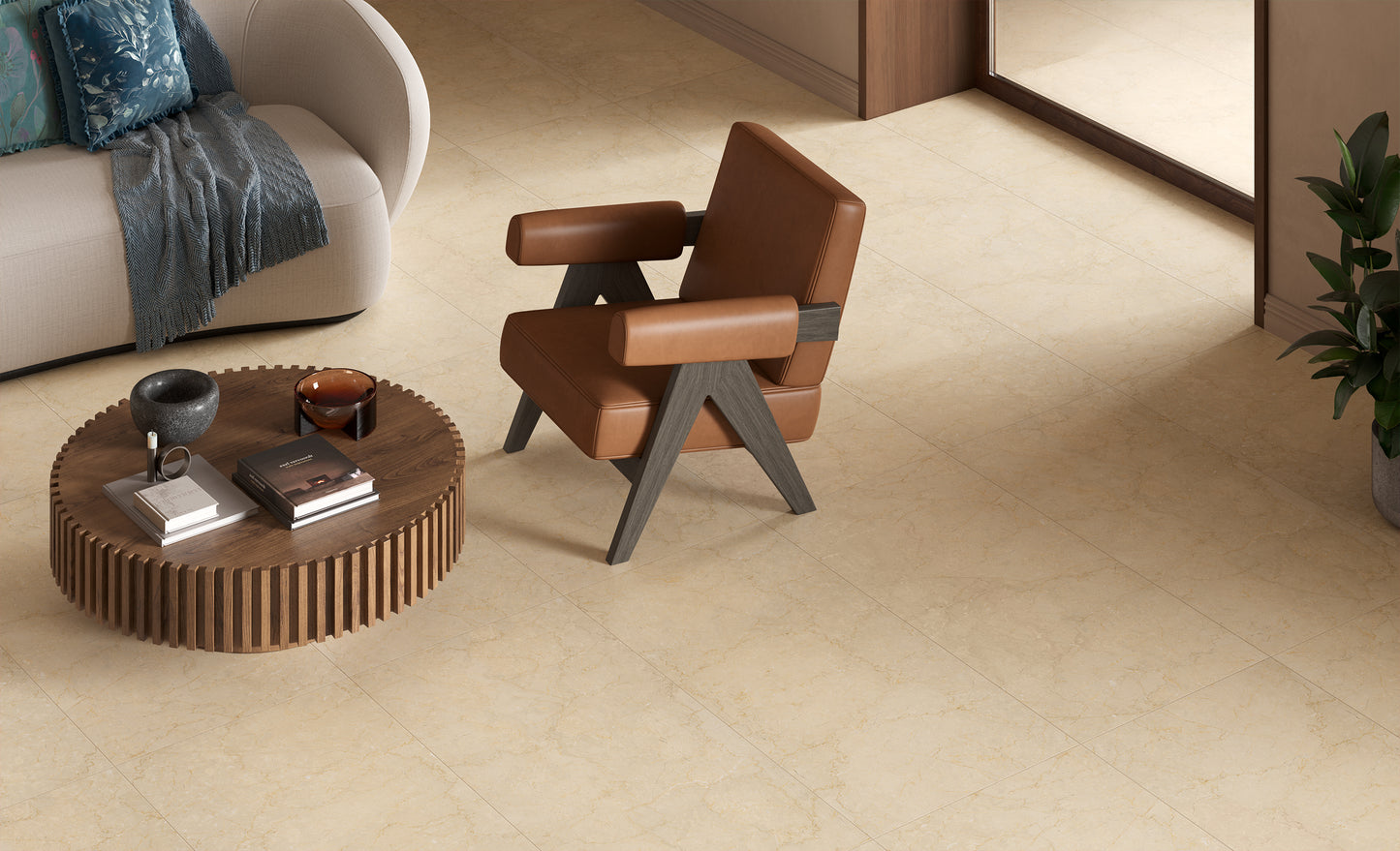 MAJESTIC Crema Rezzato 12 x 12 marble style matte wall / floor tile