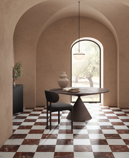 MAJESTIC Rosso Levanto 12 x 12 marble style matte wall / floor tile