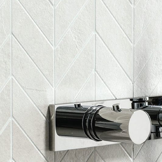 NUANCES White Mosaico Chevron 12 x 12 natural porcelain wall / floor tile