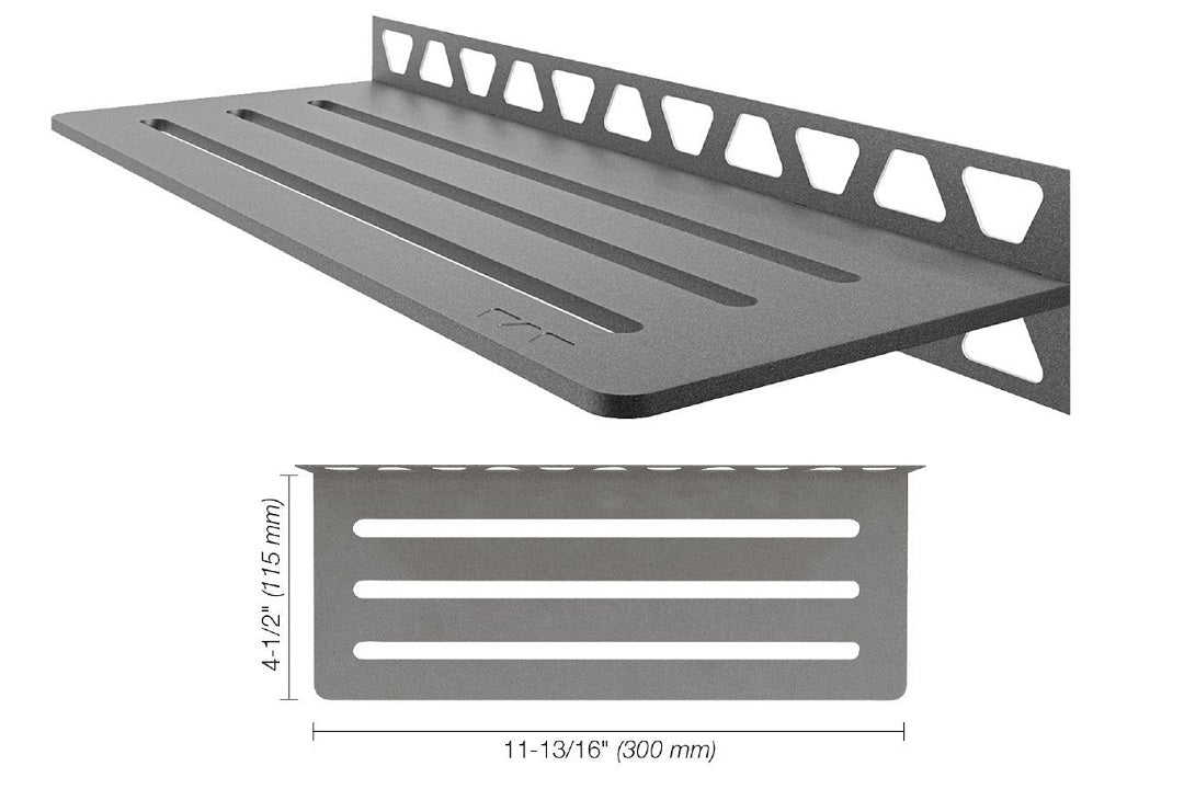Schluter® WAVE Pewter SHELF-W rectangular shelf