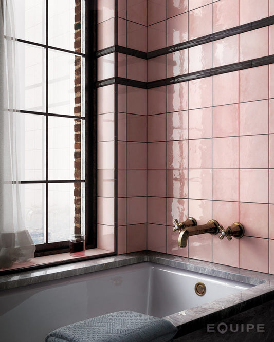 VILLAGE Rose Gold 5 x 5 zellige style glossy wall tile