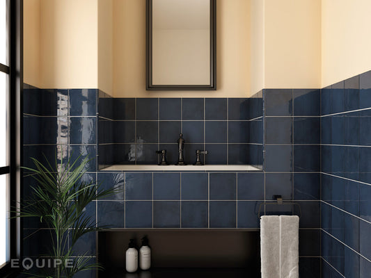 VILLAGE Royal Blue 5 x 5 zellige style glossy wall tile