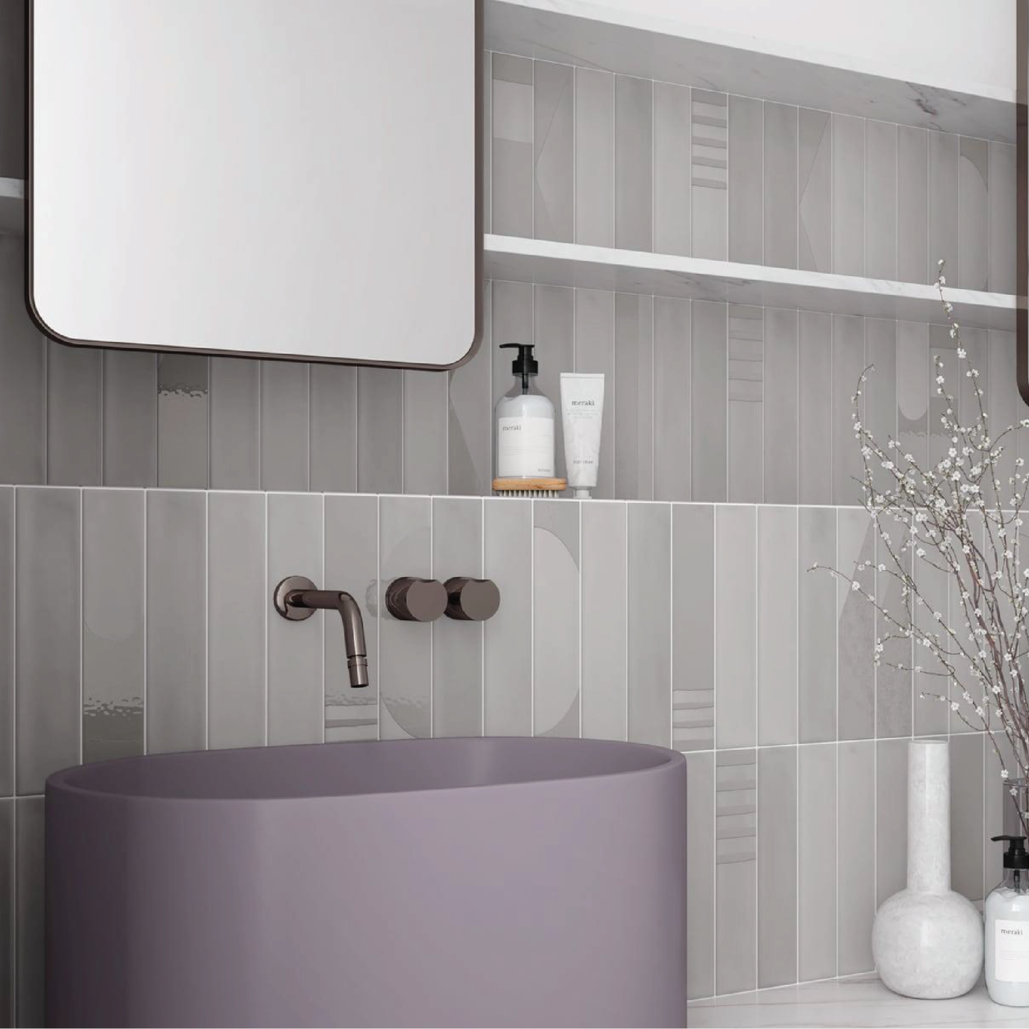 WADI Noir 2.5 x 12 matte porcelain wall / floor tile
