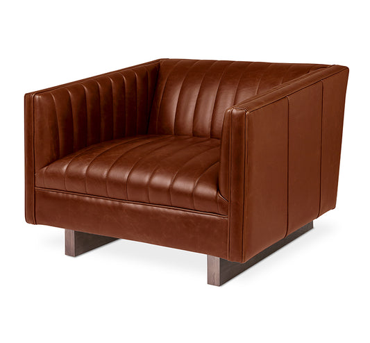 Gus* Modern WALLACE Saddle Brown Leather chair