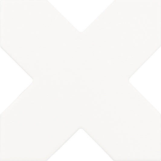PORTO White 5 x 5 "cross" and / or 6.5 x 6.5 "star" porcelain matte wall / floor tile