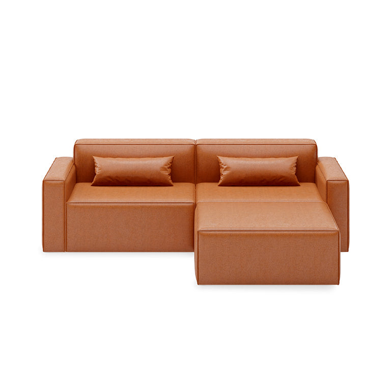 Gus* Modern MIX MODULAR Vegan Appleskin Leather Cognac 3pc sectional