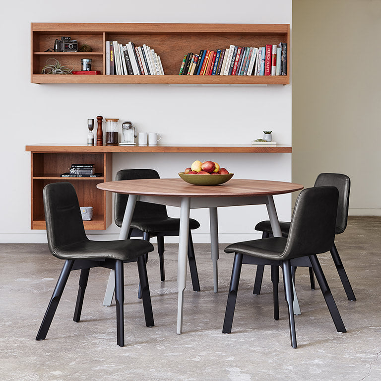 Gus* Modern BRACKET saddle black leather dining chair