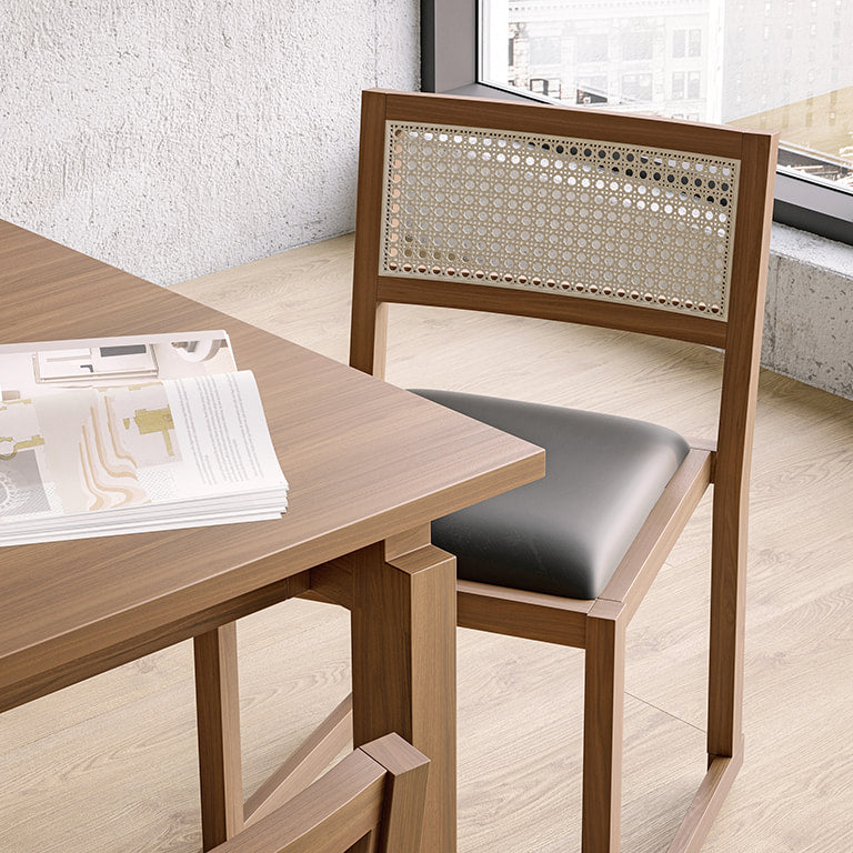 Gus* Modern EGLINTON Walnut w/ Vinyl Noir dining chair