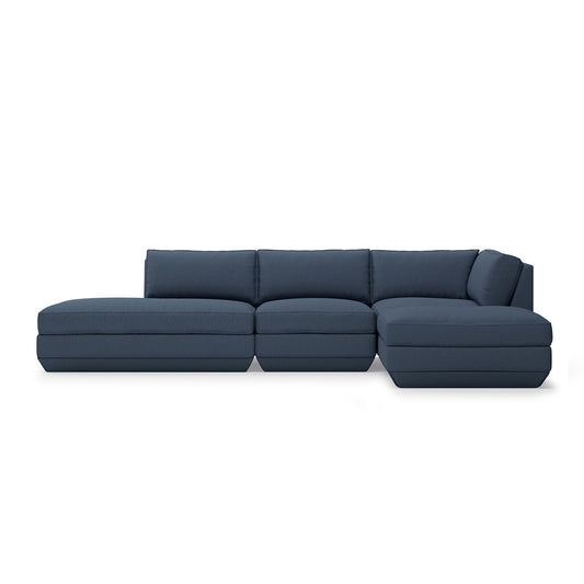 Gus* Modern PODIUM 4PC Lounge Sectional B | Right - Hanson Navy