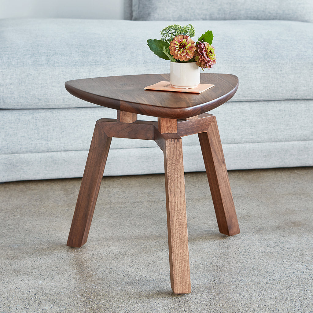 Gus* Modern SOLANA Natural Walnut triangular end table