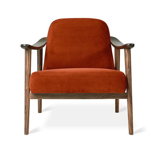 Gus* Modern BALTIC Velvet Russet chair with Walnut frame