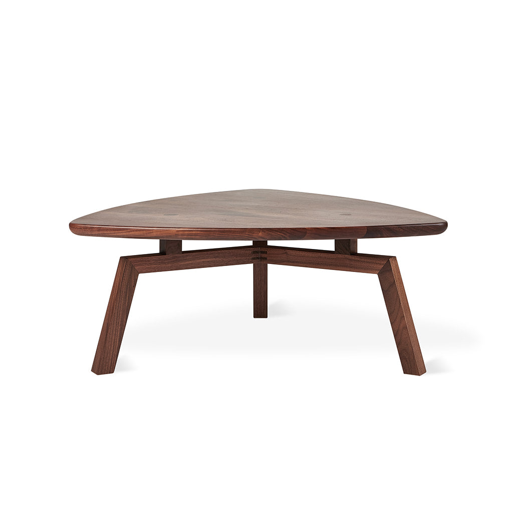 Gus* Modern SOLANA Natural Walnut triangular coffee table