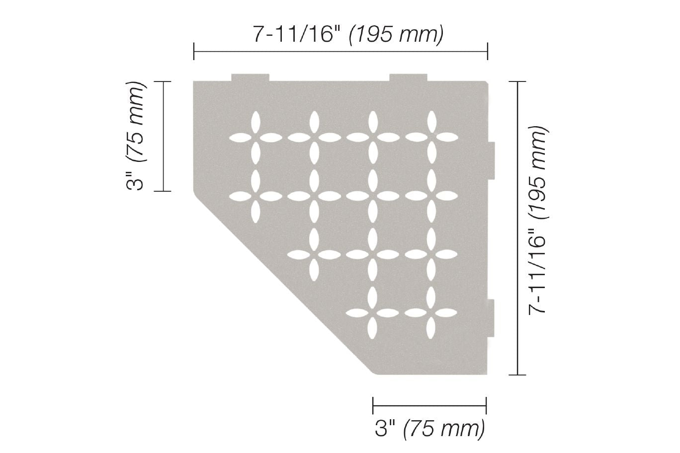 Schluter® FLORAL Greige SHELF-E pentagonal shelf