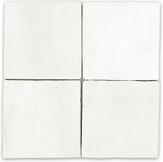 HEARTH White 4 x 4 zellige style matte wall tile