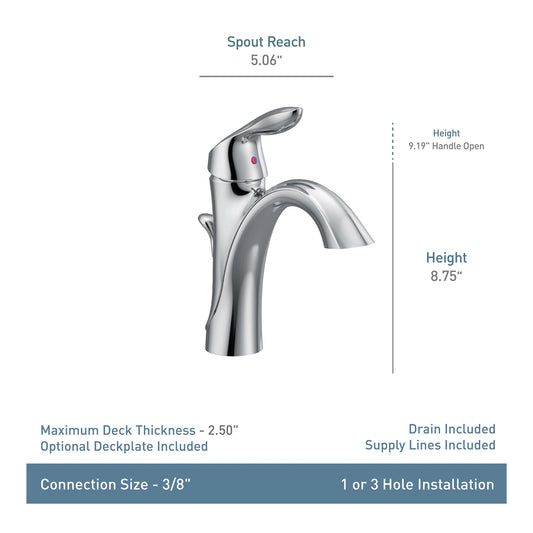 Moen EVA® Brushed Nickel single handle vanity faucet