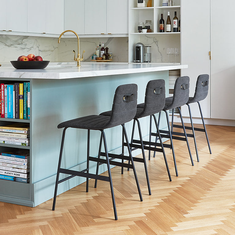 Gus* Modern LECTURE Saddle Grey leather counter stool