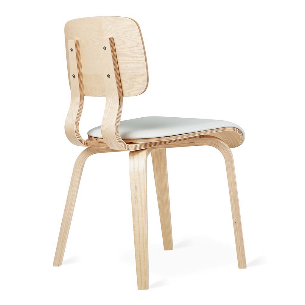 Gus* Modern CARDINAL blonde ash / white leather dining chair