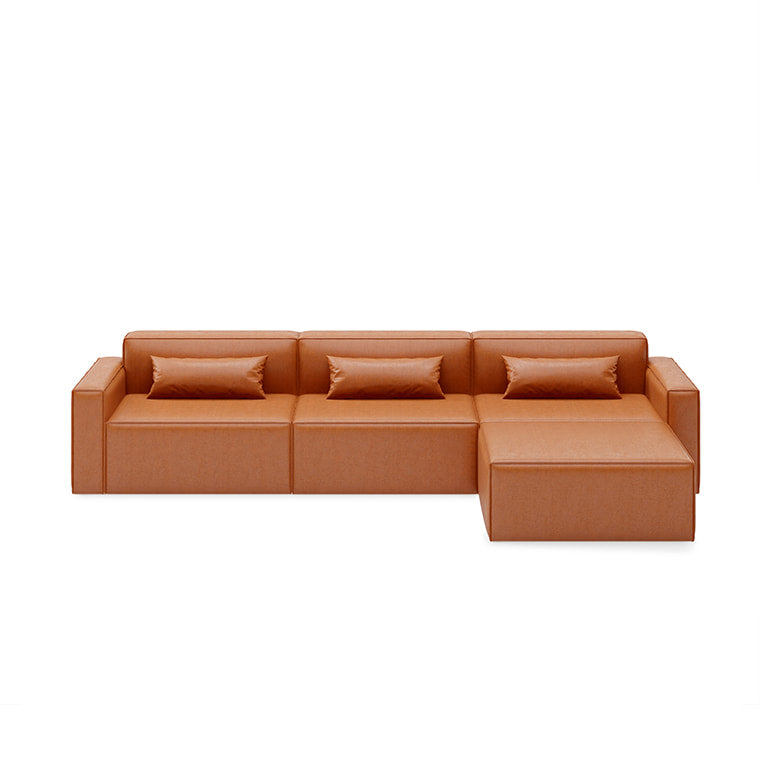 Gus* Modern MIX MODULAR Vegan Appleskin Leather Cognac 4pc sectional