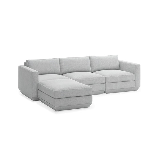 Gus* Modern PODIUM 4PC Sectional | Left - Bayview Silver