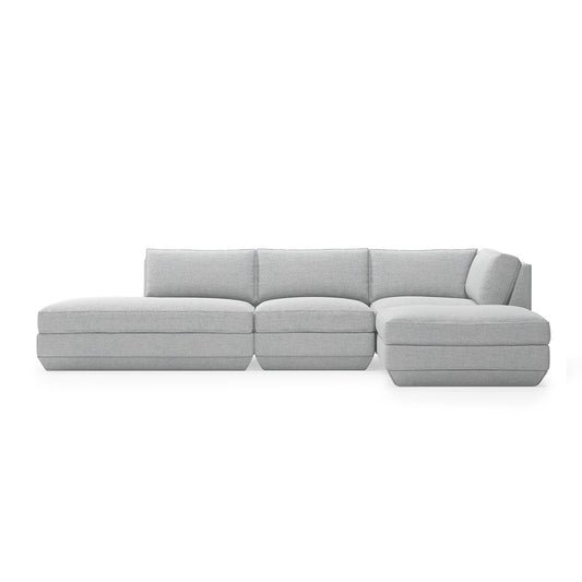 Gus* Modern PODIUM 4PC Lounge Sectional B | Right - Bayview Silver
